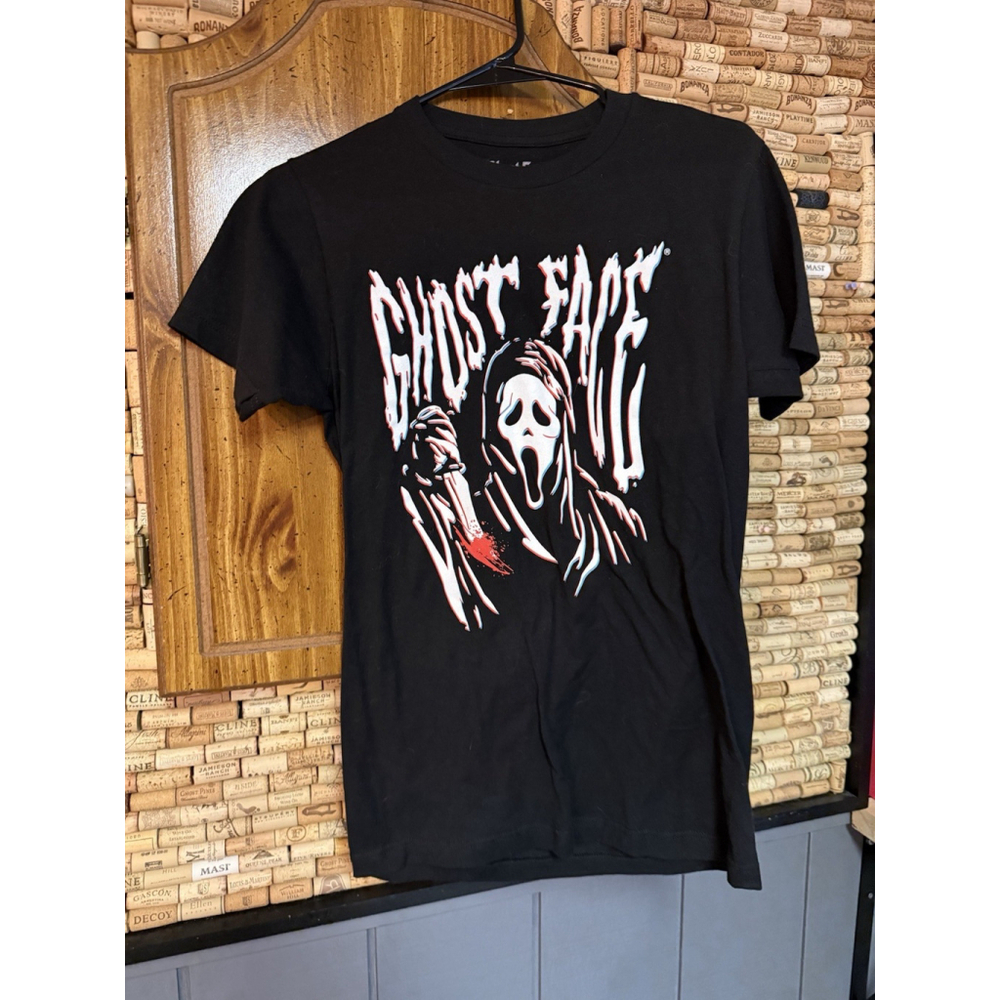 Scream Ghost Face Wavy Boyfriend Fit Girls T-Shirt Sz Medium Cotton Scary Movie